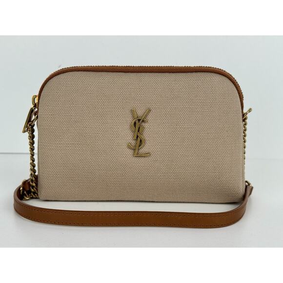 Saint Laurent Gaby Mini Crossbody Bag Brown Canvas (4) - Picture 2 of 16